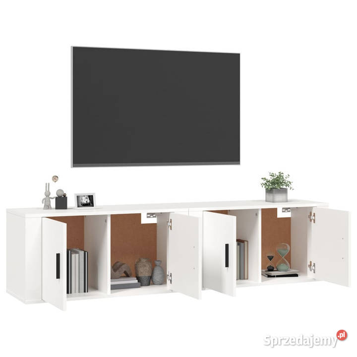 Wiszące szafki telewizyjne 2 białe 80x345x40 mazowieckie