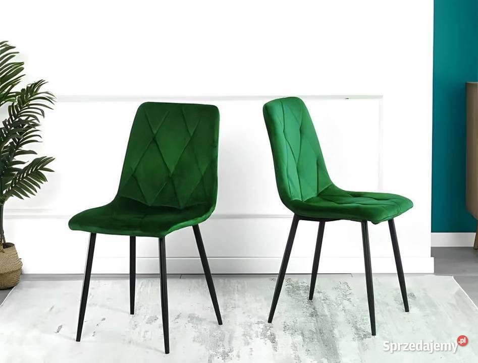 Komplet 4 krzeseł krzesło pikowane welurowe do