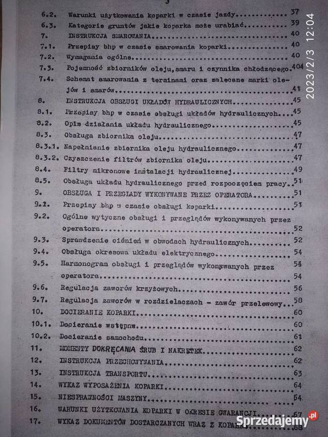 Koparka hydsamK407C WaryńskiInstrukcja obsługi Kraków