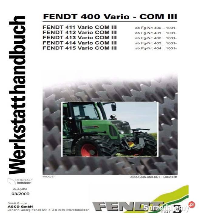 FENDT Vario 411 412 413 414 415 instrukcja świętokrzyskie Kielce sprzedam