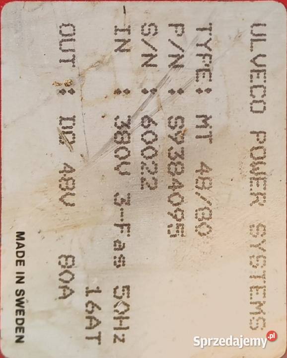 Ulveco Exakt 48V 80A ładowarka trakcyjna Gdańsk