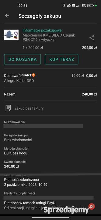 MAP Sensor KME DIEGO czujnik CCT 6 szary śląskie Skoczów
