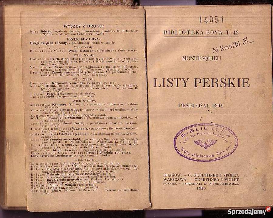 0927 LISTY PERSKIE 1916 MONTESQUIEU Czyrna