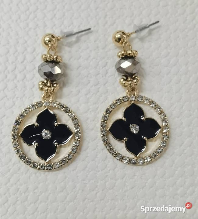 Eleganckie czarno złote kolczyki zachodniopomorskie Kołobrzeg
