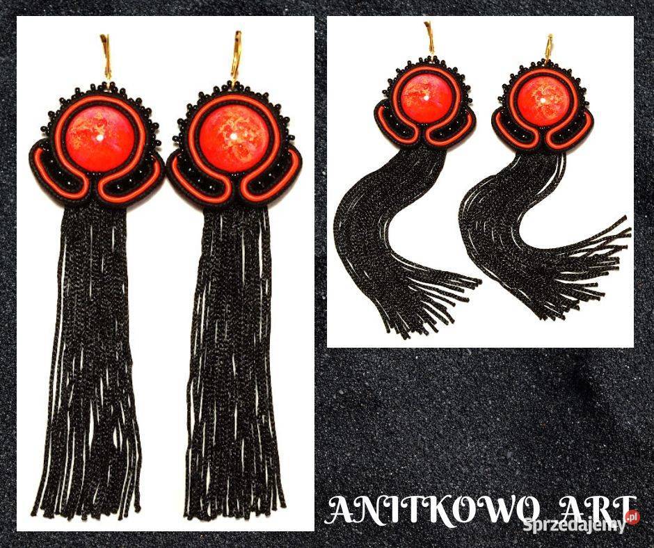 NEONKI POMARAŃCZOWE Z ŻYWICĄ SUTASZ Kolczyki Warszawa