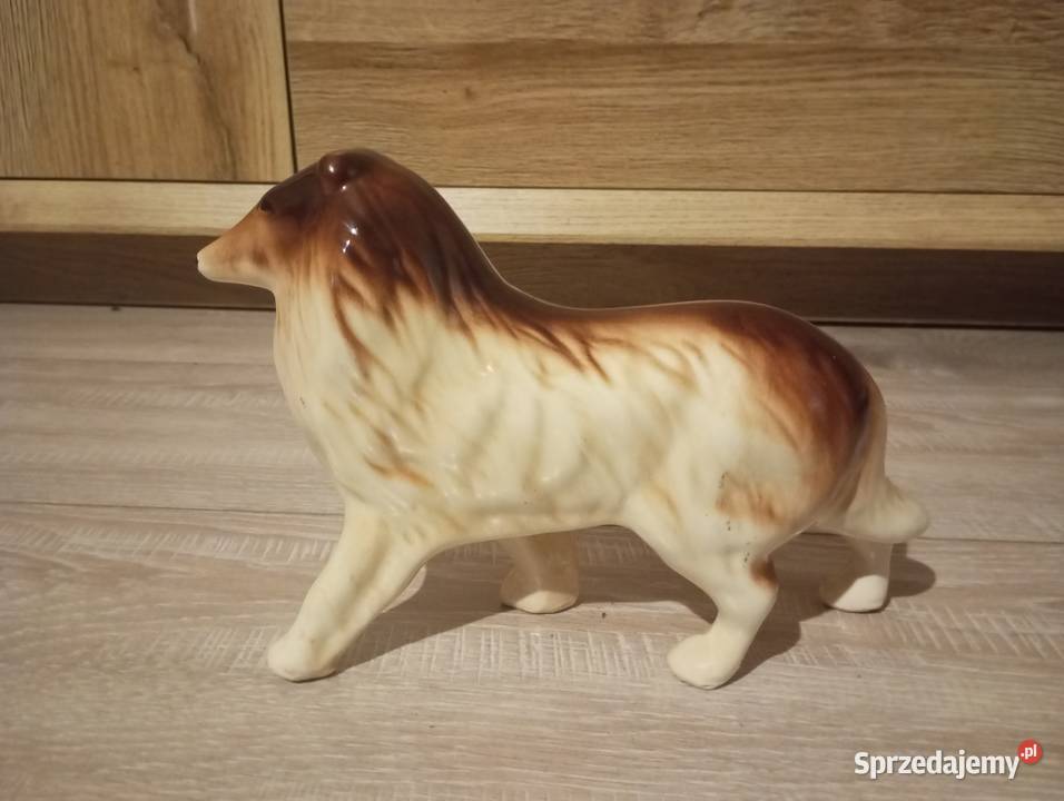 Figurka porcelanowa pies Collie owczarek Szkocki Porcelana i szkło Biłgoraj