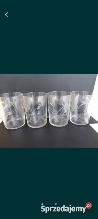 Szklanki komplet z grawerowaną dekoracją vintage warmińsko-mazurskie Olecko sprzedam