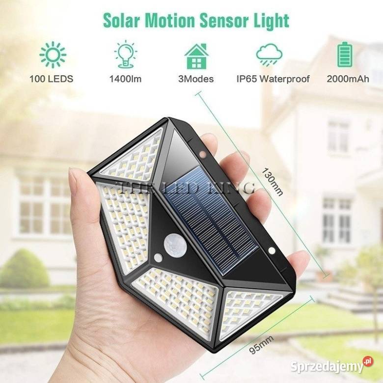 4 x LAMPA SOLARNA 100 LED KINKIET czujnik ruchu Jasło