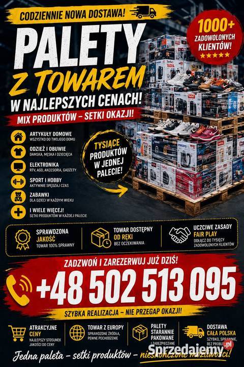 PALETY MIX różne kategorie towarów rabaty Warszawa