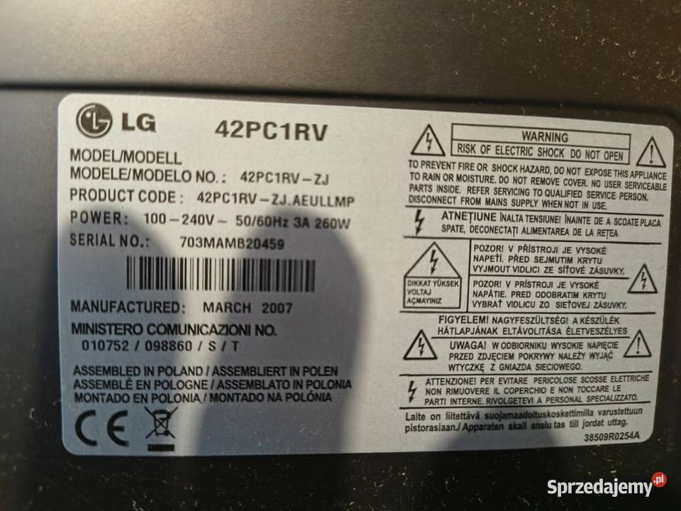 LG 42 cale plasma głośniki Plazma Ostrów Wielkopolski