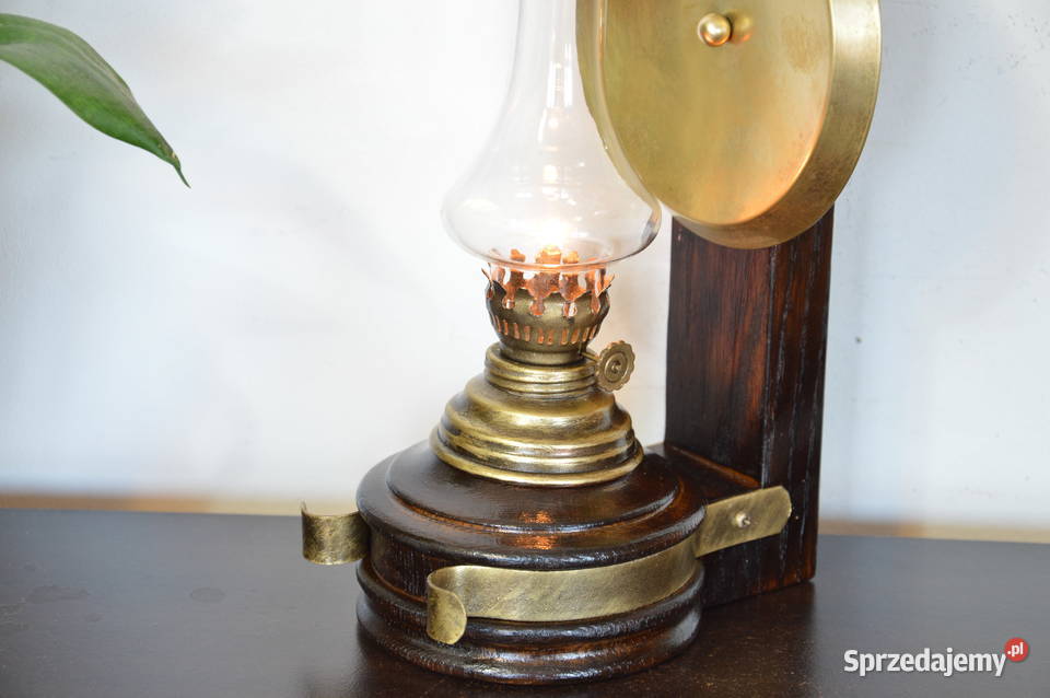 lampa naftowa kinkiet drewno do zawieszenia Antyki Jastrzębie-Zdrój