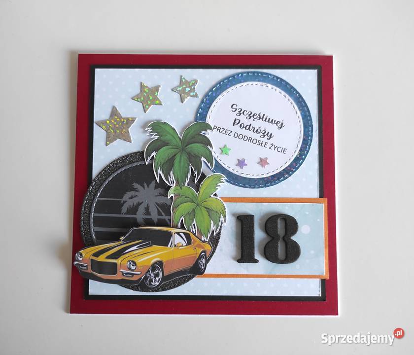 Kartka ręcznie robiona na 18te urodziny Łódź