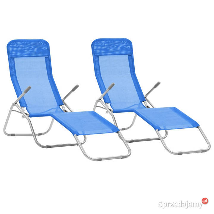 Składane leżaki 2 textilene niebieskie WM44337 mazowieckie sprzedam