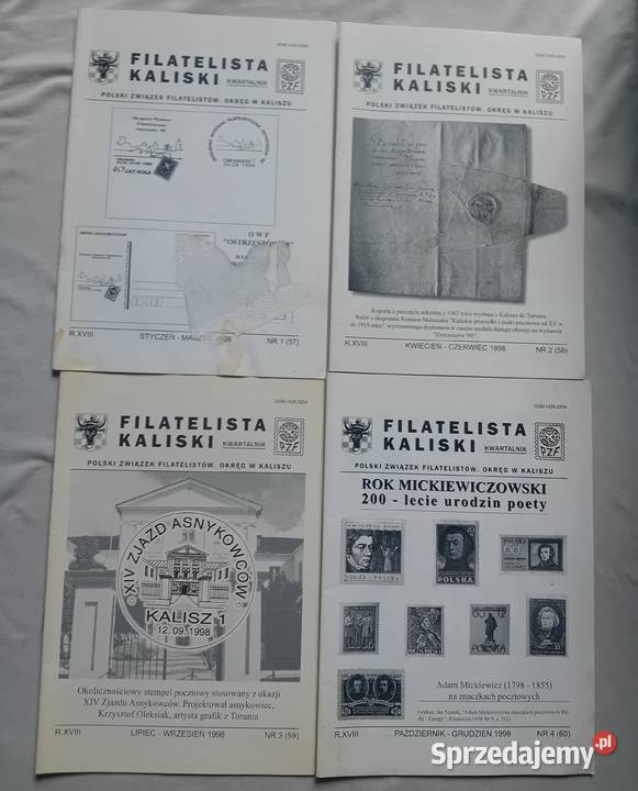 Kwartalnik Filatelista Kaliski rocznik 1998 2 x