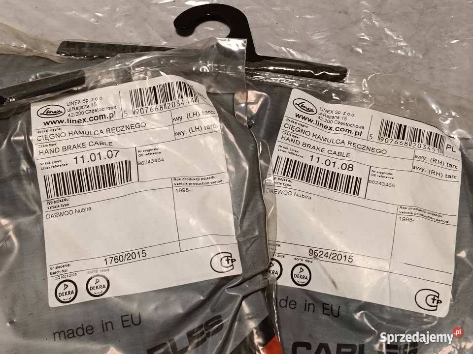 2x linka hamulca ręcznego lewa prawa Daewoo
