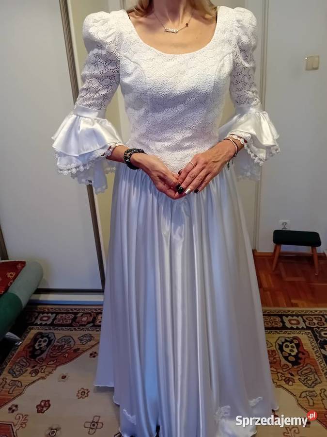 sukna ślubna śnieżna fantazja z rękawkiem Warszawa sprzedam
