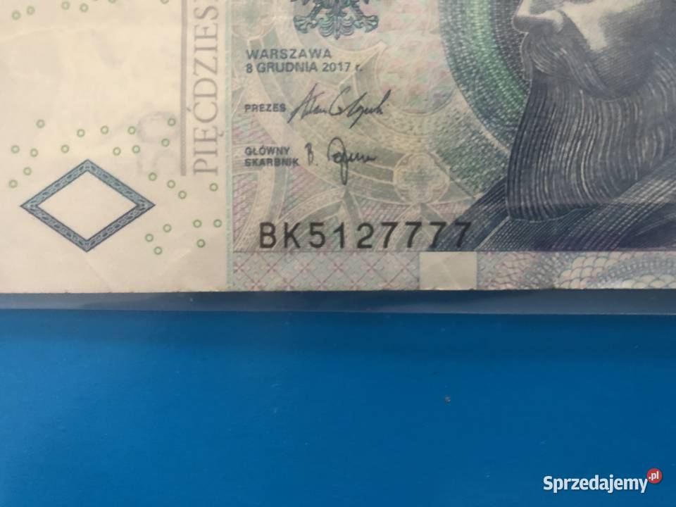 Banknot 50 zlotych rzadki numer 5127777