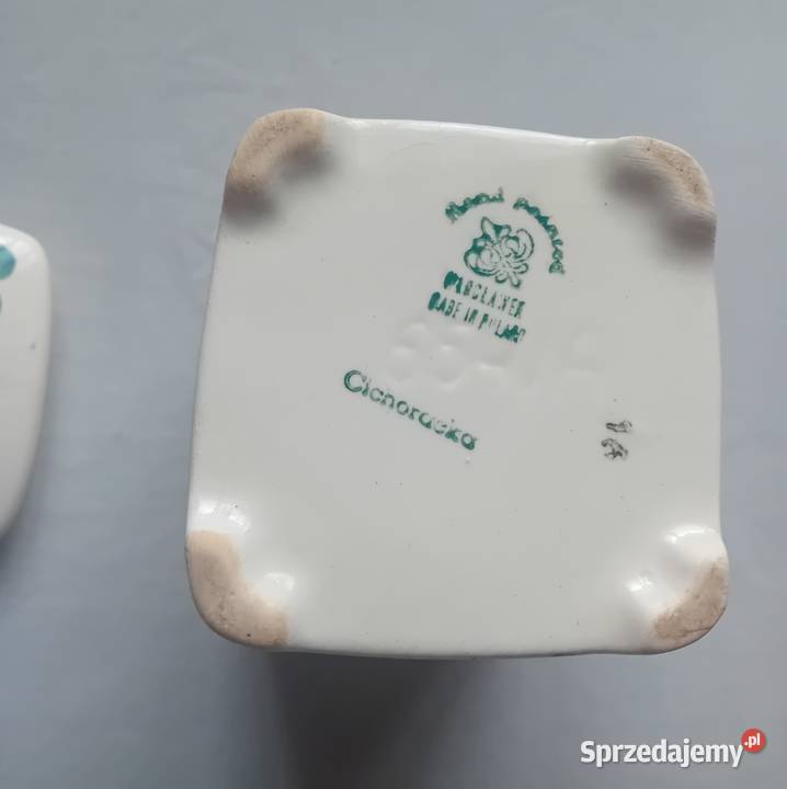 Fajansowy ręcznie malowany pojemnik kuchenny Koźminek