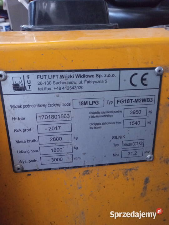 Wózek widłowy 18 t LPG GAZ Nissan K21 Wrocław