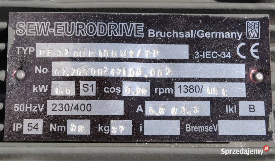 Motoreduktor kołnierzowy 15kw 181obrmin SEW Kargowa