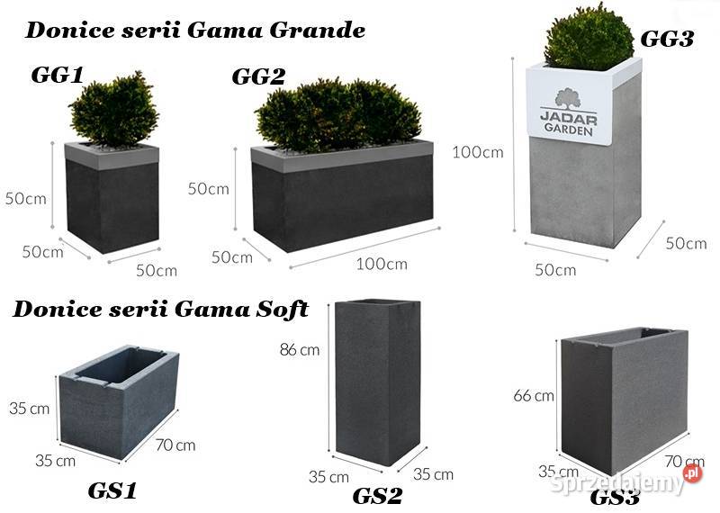 Zestaw 4 sztuk donic Jadar Gama Grande 50x100 Donice Sandomierz