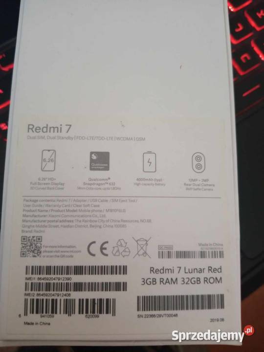 Smartfon Xiaomi Redmi 7 3 GB 32 GB nowy IGŁA sprzedam