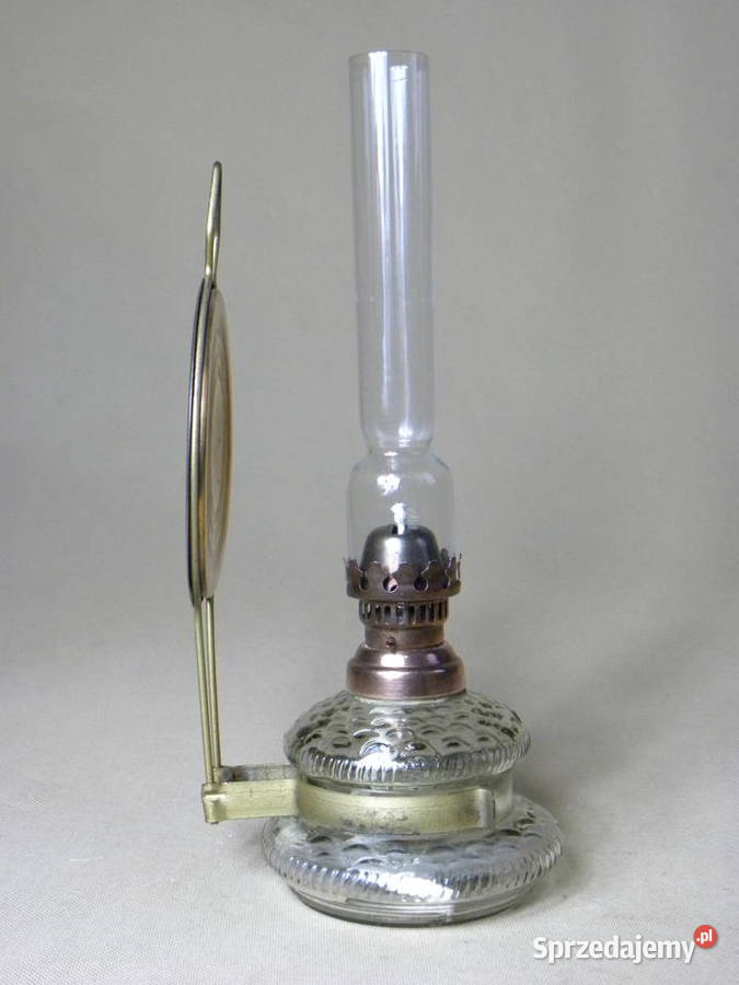 Szklana lampa lampka naftowa z mosiężnym Legnica