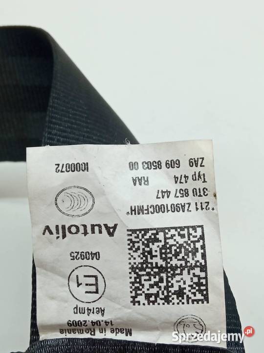 PAS BEZPIECZEŃSTWA LEWY PRAWY TYŁ KPL 3T0857447 Rok produkcji 2009