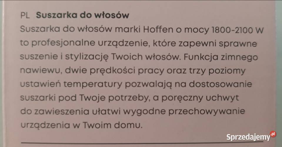 HOFFEN HD6056 suszarka do włosów 18002100 W NOWA Ełk