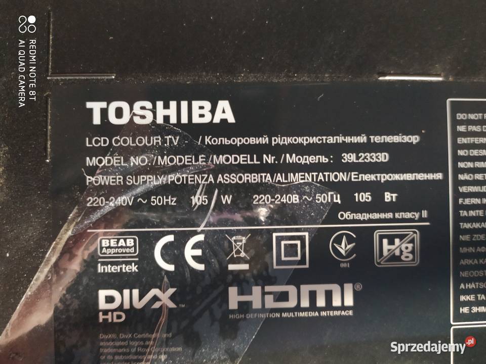 TOSHIBA 39L2333D LED TV listwa podswietlenia LED Piotrków Trybunalski