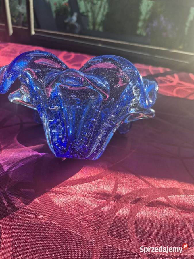 Unikatowy kobaltowy wazon patera Murano style Zawiercie sprzedam