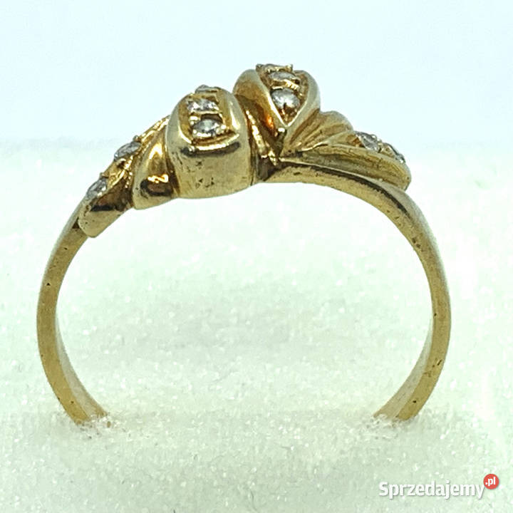 Złoty PIERŚCIONEK 14K królewny kamienie CUD 20