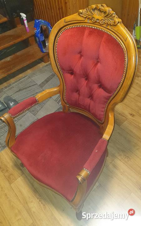 Antyczny secesyjny fotel drewniany 106cm Piła