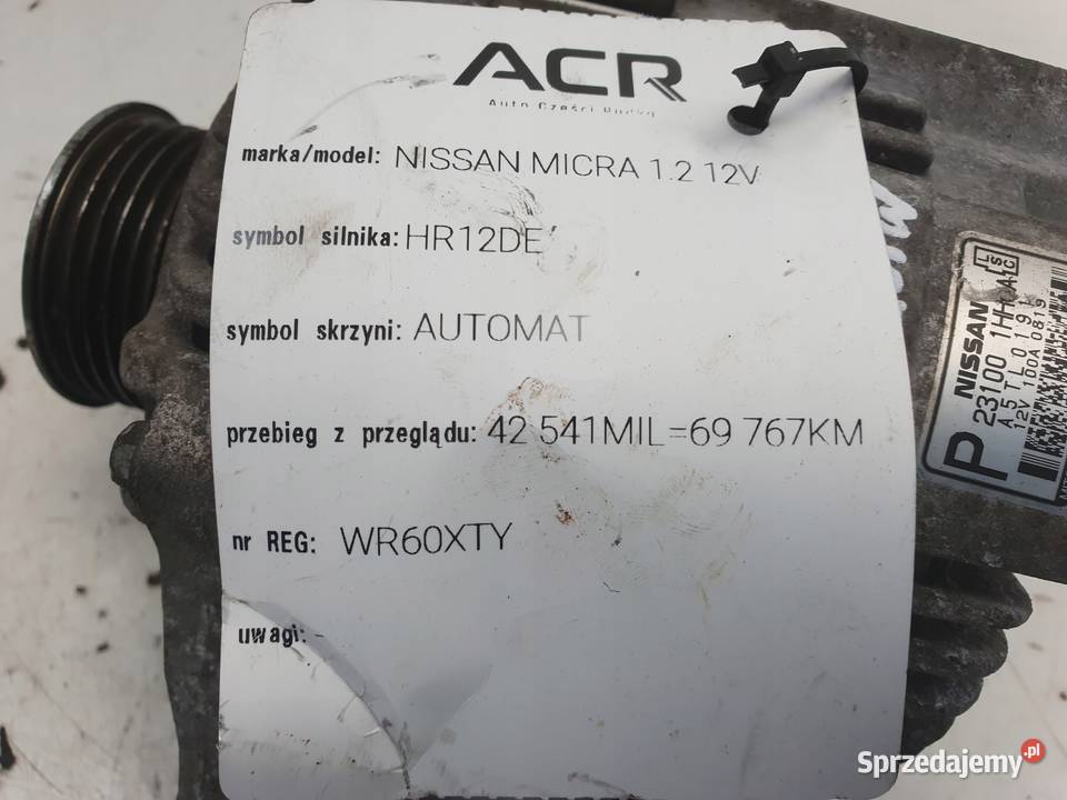 Nissan Micra IV K13 12 16V ALTERNATOR 231001HH1A osobowe Janów