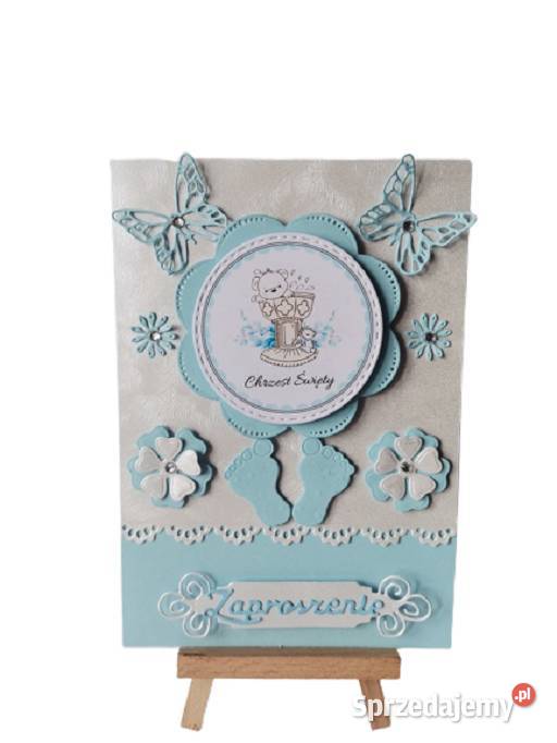 Zaproszenia Chrzest Święty Misiu W Serwetce B6 wielkopolskie Poznań