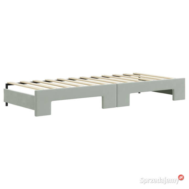 Sofa rozsuwana z szufladami jasnoszara aksamit Łóżka Warszawa