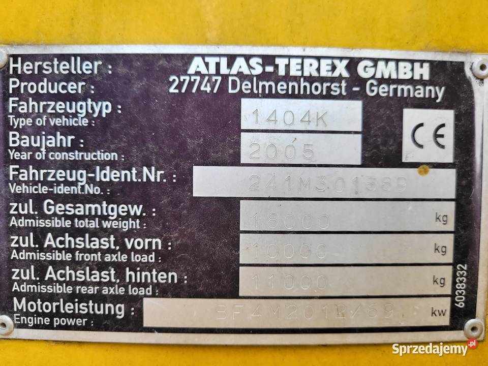 Atlas 1404 MK koparka kołowa kolejowa 13712h podkarpackie Zaklików