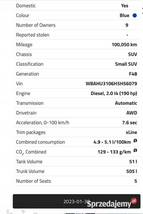 BMW X1 F48 20 D DIESEL AUTOMATYCZNA SKRZYNIA osobowe