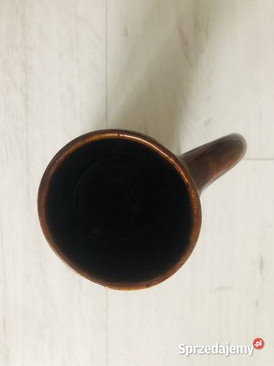 NOWY Kufel z czasów PRL brązowy z uchem Łódź