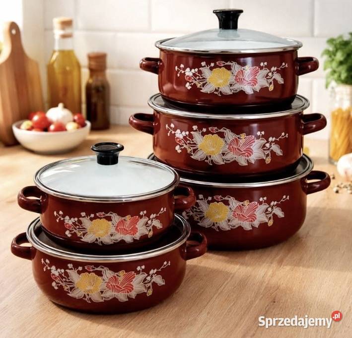 PROMOCJA 99 Garnki emaliowane brązowe Zabrze