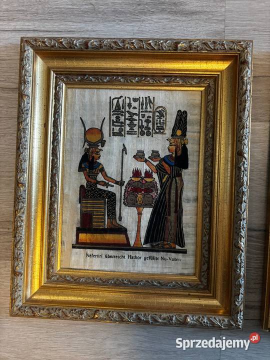 Obrazy egipskie papirus złota rama 2 sztuki