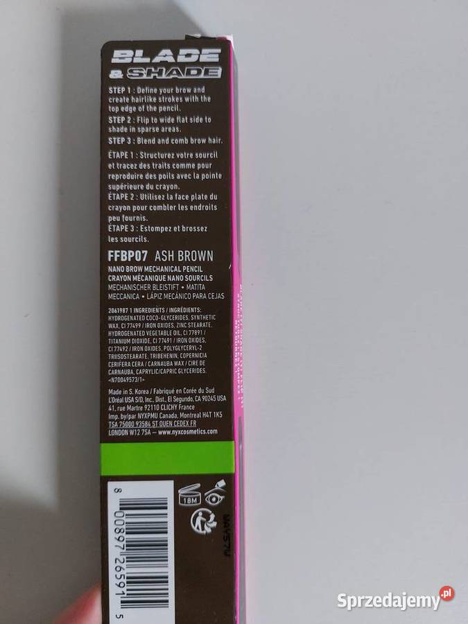 dwustronna kredka do brwi NYX kolor 07 Ash Brown wielkopolskie Poznań