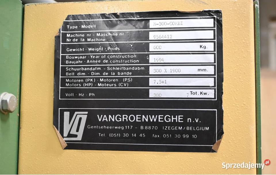 Szlifierka przelotowa Vangroenweghe M300 COMBI Kępno