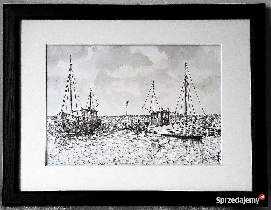 Rysunek Wejście do portu 30x4021x30 tusz praca Gdynia sprzedam