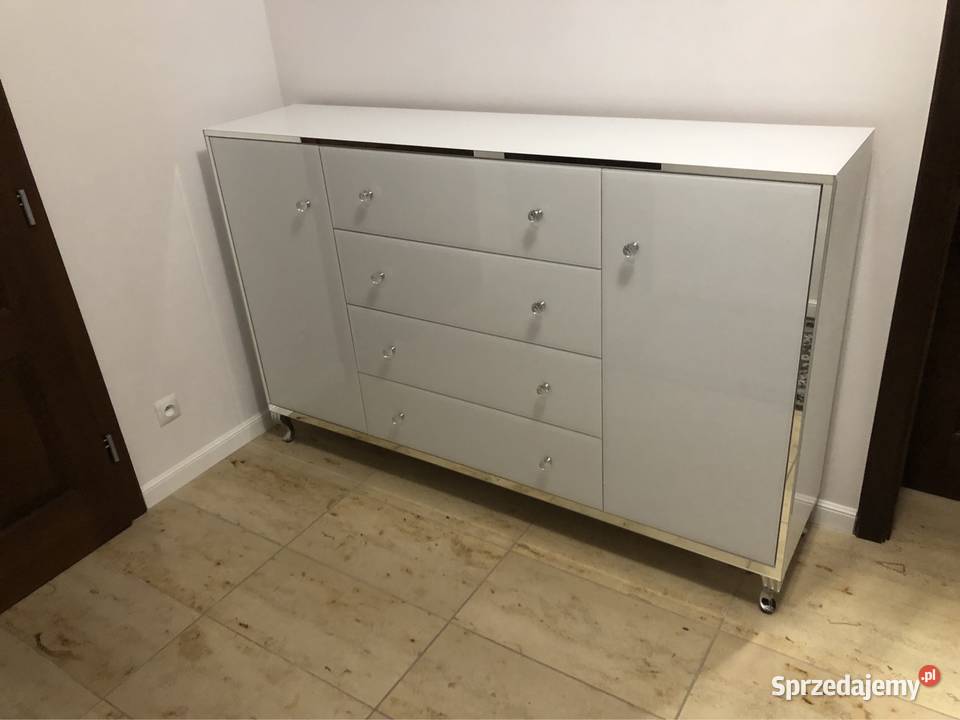 Komoda lustrzana biała glamour gałka kryształ 115cm Kępno sprzedam