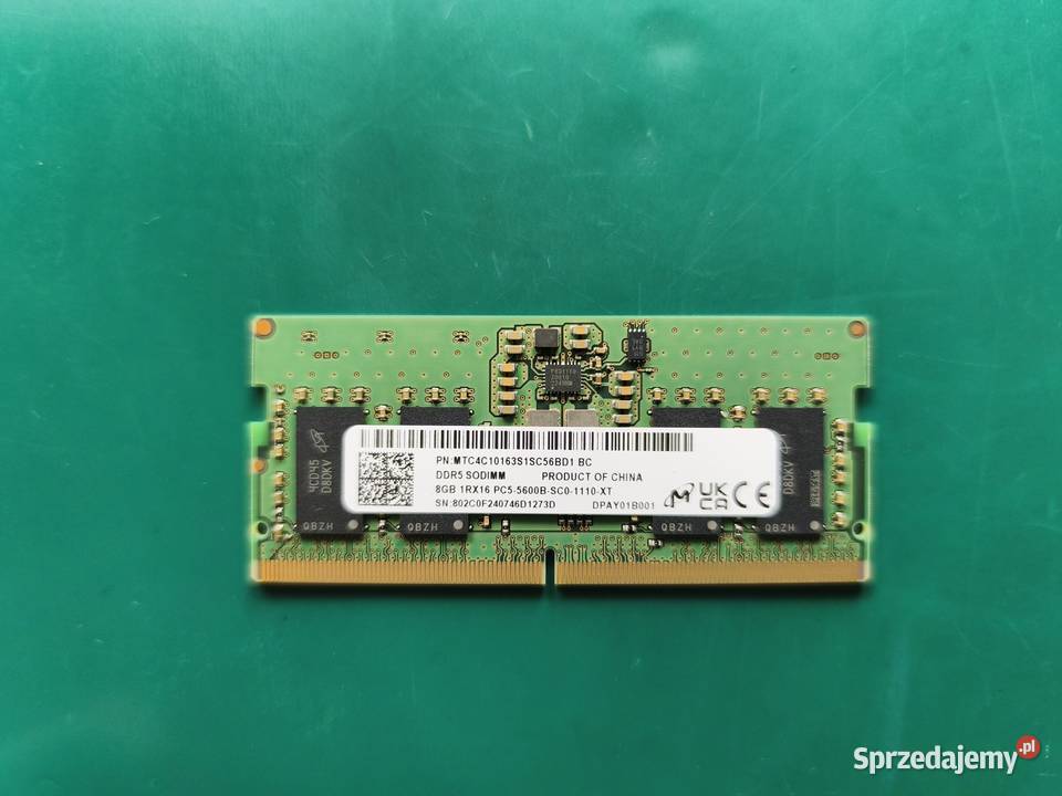 Moduł pamięci RAM 1x8GB DDR55600 SDRAM SODIMM Miejsce Piastowe