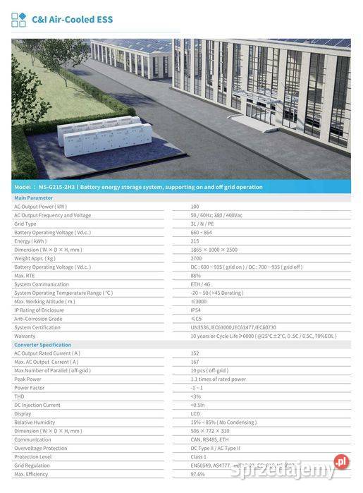 Magazyn Energii DEYE MSGS2152H3 215kWh 100kW CI