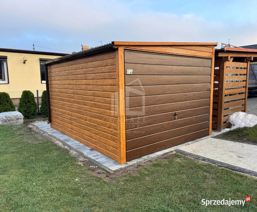 Garaż blaszany 3x45m Brama uchylna drewnopodobny samodzielny Gdynia