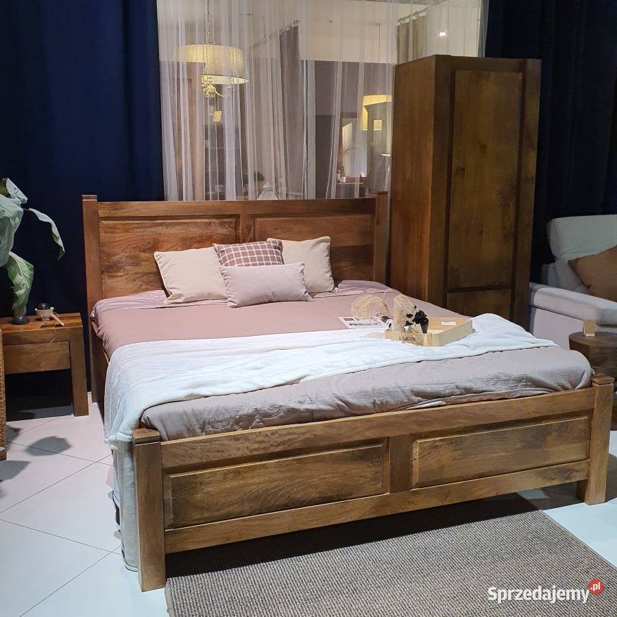 Kolonialne klasyczne drewniane łóżko 180x200 NEW YORK mango