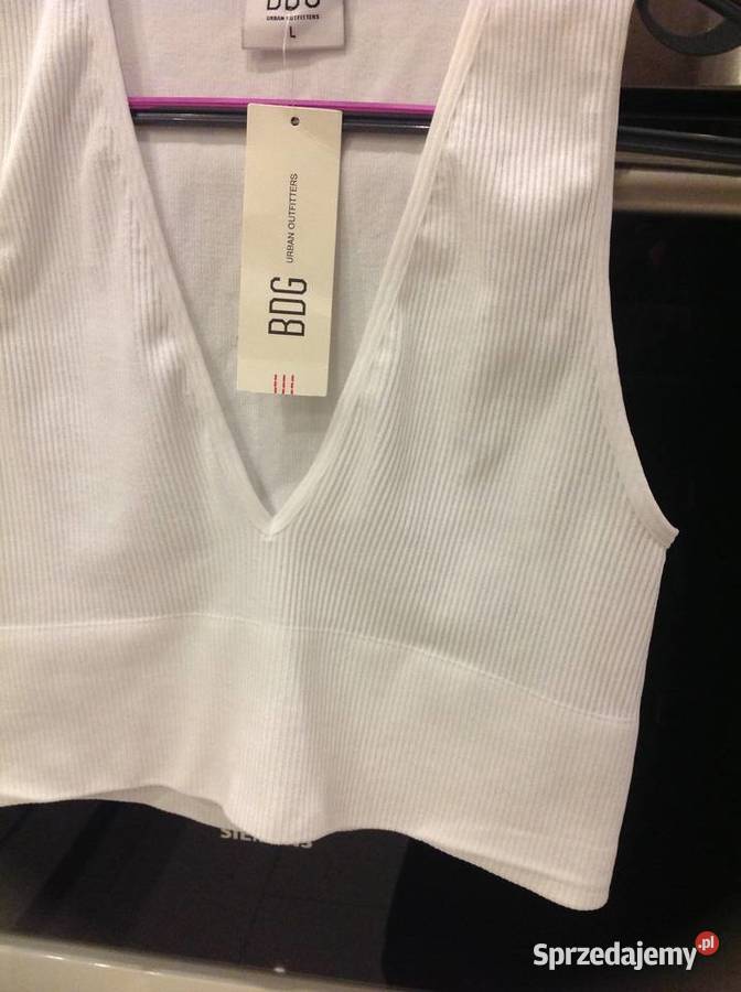 Crop Top Biały Damski BDG ML Prążek Nowy lubuskie Nowa Sól